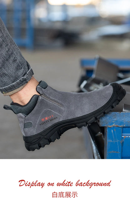 Zapatos de seguridad cómodos para el trabajo, botas de seguridad para hombre, zapatos de trabajo con puntera de acero, botas de trabajo para hombre, zapatillas de seguridad anti-puñaladas