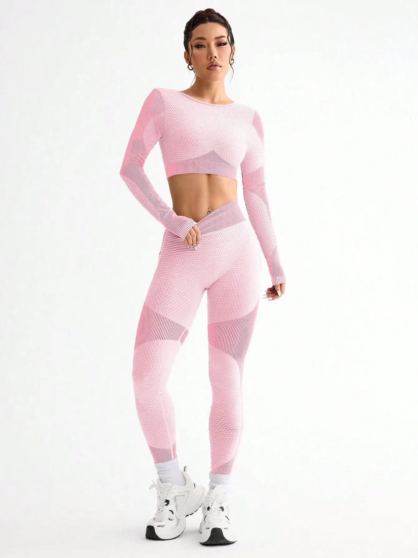 2 piezas, superventas, nuevo, deportivo, ajustado, para correr, transpirable, sin costuras, traje de yoga para mujer, traje de fitness al aire libre para mujer.
