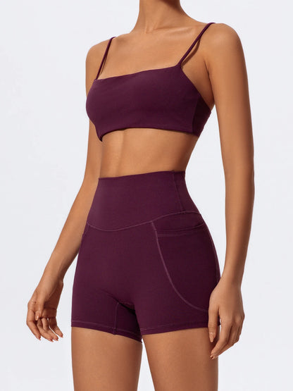 Ctenkevet - Conjunto de dos piezas para mujer, para gimnasio, entrenamiento, sujetador de yoga, pantalones cortos, ropa deportiva, camisola de secado rápido