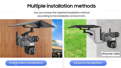 Cámara de seguridad exterior con zoom óptico de 10 MP y 50x, doble lente, SIM 4G, energía solar, Wi-Fi, PTZ, detección humana, grabación y visión nocturna. 10 MP, zoom óptico de 50x, doble lente, 4G, SIM, solar.