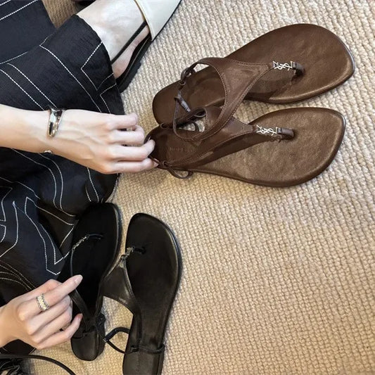 Sandalias de verano 2025 para mujer, con punta abierta, estilo hada, para playa, faldas a juego, zapatos de tacón alto versátiles, zapatillas romanas para mujer.