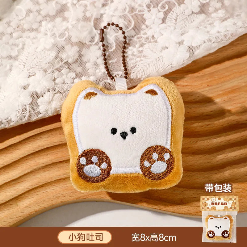 Panes lindos, bolsas de peluche, colgantes, llaveros, accesorios creativos para muñecas pequeñas, mochilas de dibujos animados para niñas al por mayor.