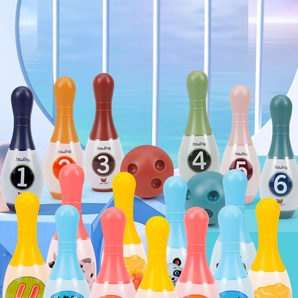 Juego de bolos, juguetes educativos para niños pequeños, aprendizaje de números de animales, juegos deportivos para interiores y exteriores, juguetes para niños, regalo para bebés