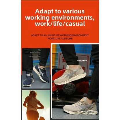 Nuevos zapatos de protección laboral ligeros y transpirables para hombres y mujeres, con puntera de acero antiaplastamiento y antipinchazos.