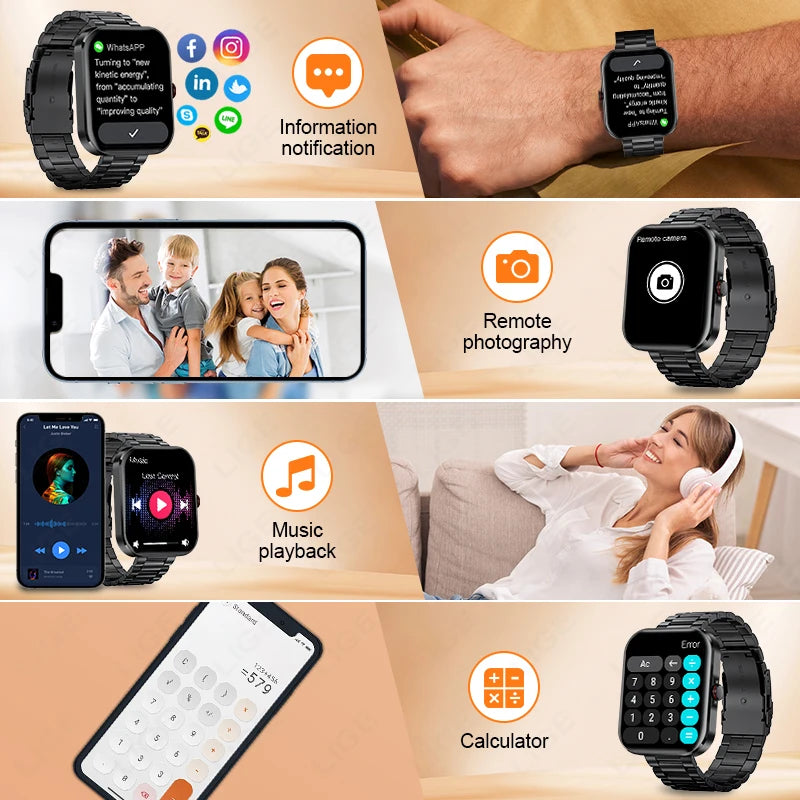 LIGE - Reloj inteligente para hombre, pantalla de 1,91 pulgadas, Bluetooth, llamadas, más de 100 modos deportivos, monitorización del sueño, resistente al agua, para mujer (regalo 2025)