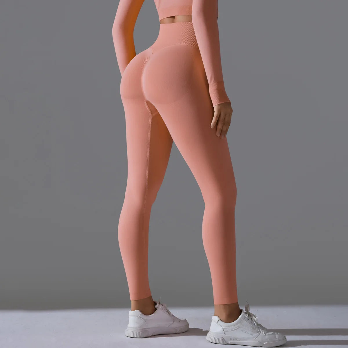 Leggings deportivos de yoga para mujer, sin costuras, cintura alta, elásticos, color sólido, para gimnasio, correr, secado rápido, realce y efecto moldeador.