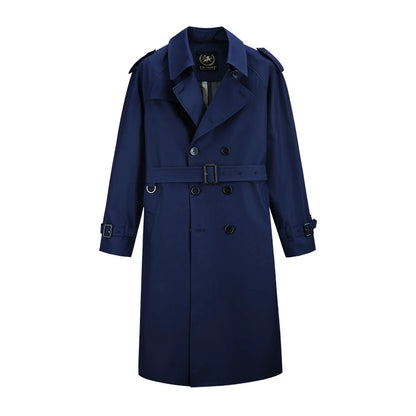Super long windbreaker down liner  weatherproof men's trench coat British trend black trench coat men's casual coat