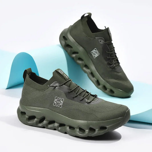 Zapatillas deportivas informales retro de moda para papá con absorción de impactos, parte superior sintética transpirable y suela de goma.