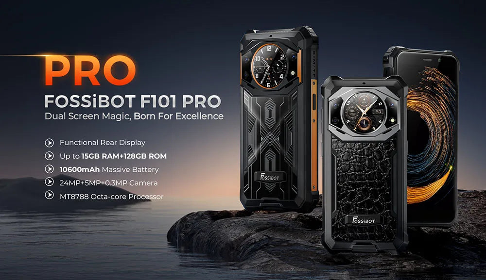 Teléfono inteligente resistente Fossibot F101Pro, 15 GB + 128 GB, Android 13, IP68, resistente al agua, batería de 10600 mAh, NFC, versión global