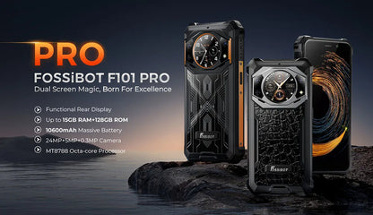 Teléfono inteligente resistente Fossibot F101Pro, 15 GB + 128 GB, Android 13, IP68, resistente al agua, batería de 10600 mAh, NFC, versión global