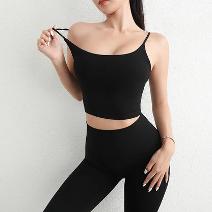 Women Yoga Suit Adjustable Sling Strap Sports Bra U Cut Scrunch Butt Workout Leggings Butt Lifting Excluding pants