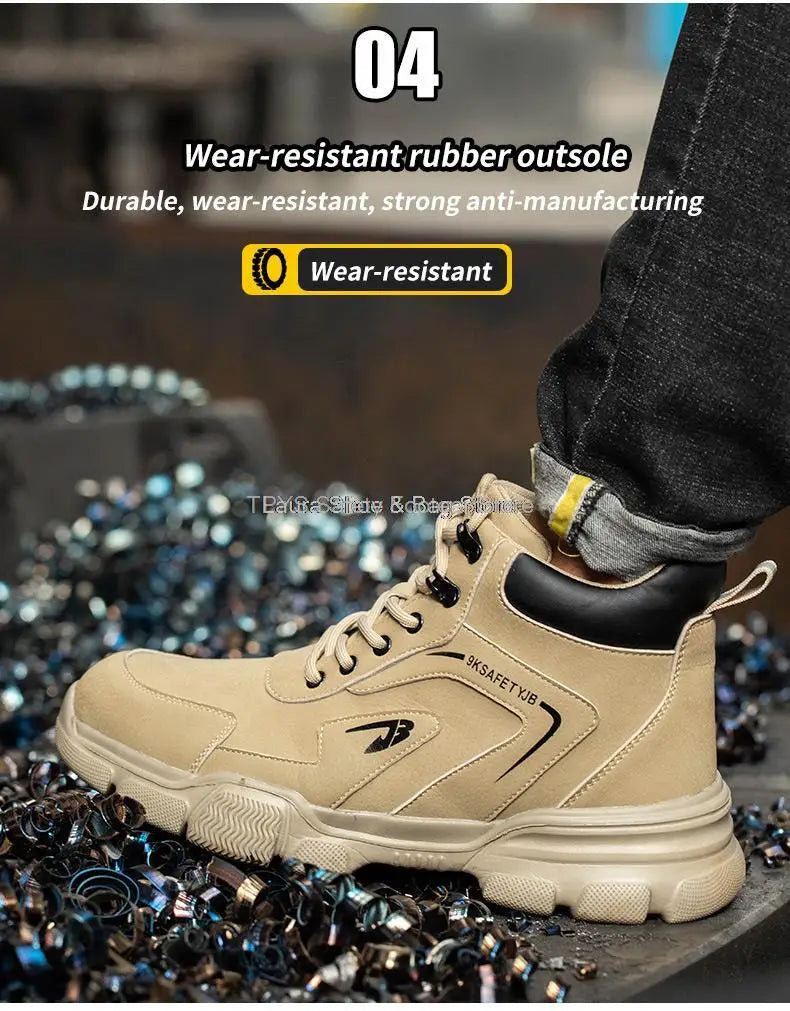 Botas de seguridad protectoras, zapatos de seguridad laboral, botas de seguridad de invierno para hombre, zapatos de trabajo antiperforación, botas de trabajo con punta de acero, indestructibles.
