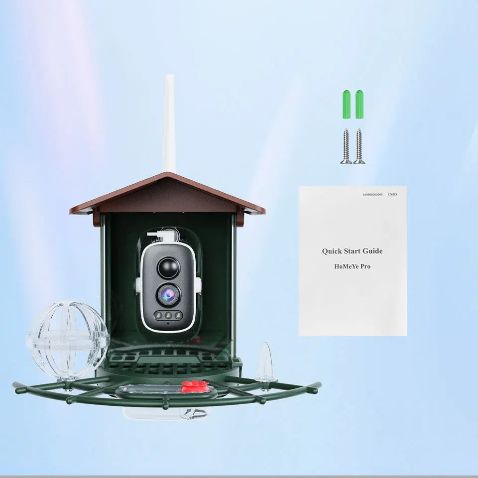 Cámara para comedero de pájaros 4MP 2K HD, captura de vídeo de aves, WiFi, alimentación solar, visión nocturna, observación de aves, alertas instantáneas