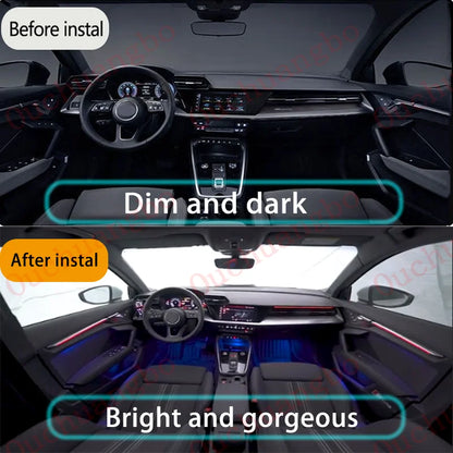 Luz ambiental LED Ouchuangbo para A3 8Y RS3 A3L 2021-2024, iluminación interior, 256 colores, lámpara de ambiente, kit de retroiluminación, moldura dinámica