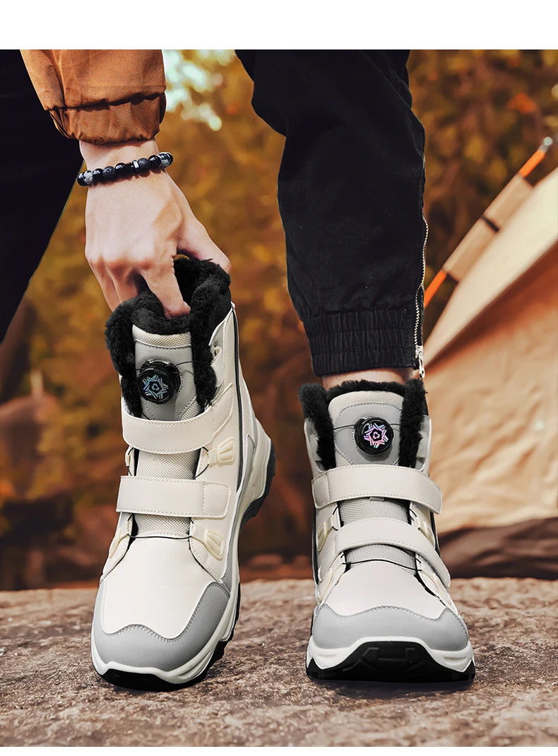 Botas de nieve impermeables para hombre, con entresuela, cálidas, para exteriores, antideslizantes y resistentes a la abrasión.