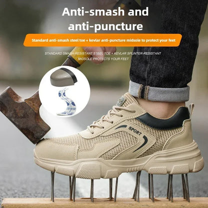 Zapatos de trabajo de seguridad transpirables para hombre – Zapatillas de verano a prueba de pinchazos con puntera de composite y protección aislante