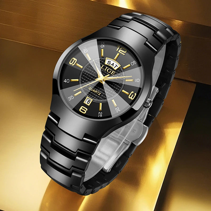 Reloj de cuarzo de cerámica de moda LIGE para mujer, reloj deportivo informal con fecha semanal, reloj creativo de acero resistente al agua para mujer