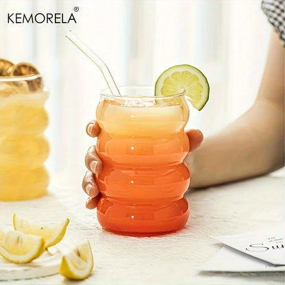 6 piezas de taza de vidrio con forma de onda, botella de agua, resistente al calor, para cerveza, té, café, jugo, leche, cafetería, regalo para el hogar