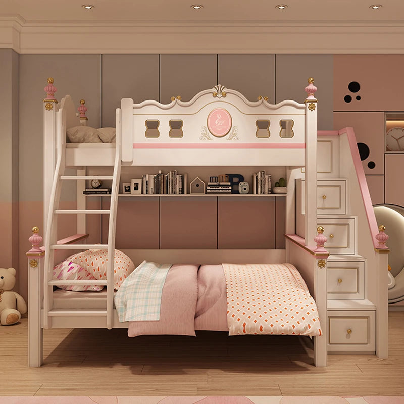 Cama alta deslizante con cajones de almacenamiento, modernas bases de lujo, literas principales para niños, cama de día blanca para niña, muebles de dormitorio