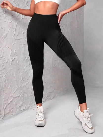 Leggings deportivos de cintura alta con rayas y malla para mujer, levantan glúteos y cadera, ideales para entrenamiento al aire libre, correr, yoga y gimnasio.