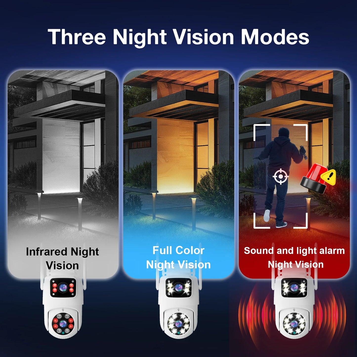 Cámara de seguridad exterior Tuya WiFi PTZ de 10 MP con doble lente, pantalla dual 4K, seguimiento automático y monitoreo de videovigilancia.