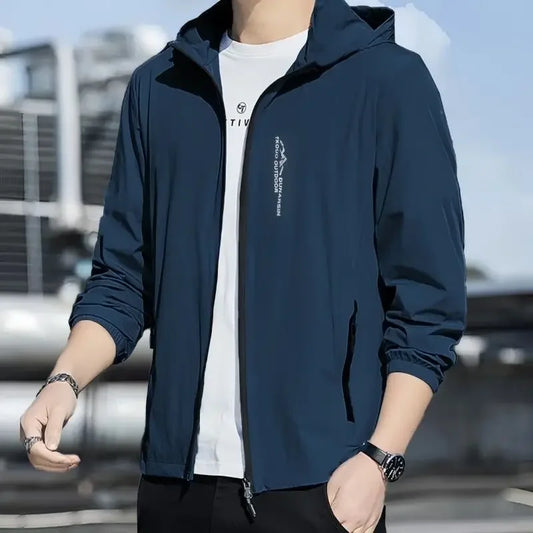 Chaqueta de verano para exteriores con protección solar UPF50 para hombre (2024), estilo nuevo, holgada, de seda helada, ultrafina.