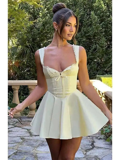 Townlike Waist Wrap Elegant A-line Dress Women Spaghetti Strap Mini 2024 Spring Summer Dress Backless Sexy Party Dresses