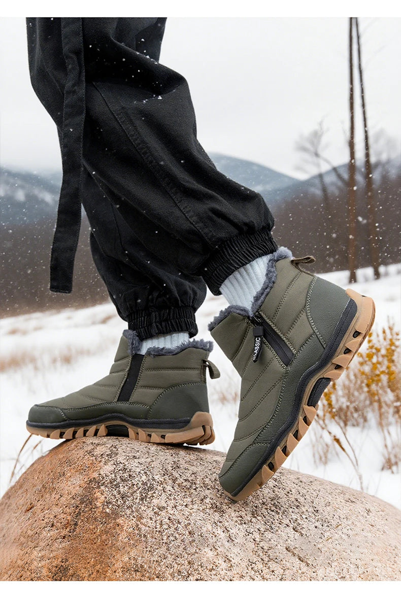 Botas de hombre para mantener el calor, zapatos de invierno para hombre, botines impermeables, zapatos de piel, botas de nieve, zapatos casuales de invierno, botines para hombre
