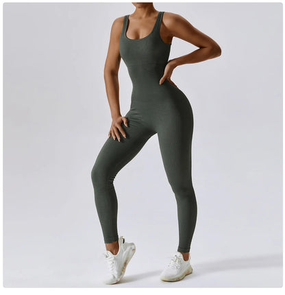 Traje de yoga de una pieza sin costuras de primavera, conjunto de entrenamiento de fitness para danza y tonificación abdominal, mono elástico, ropa deportiva de gimnasio con efecto push up
