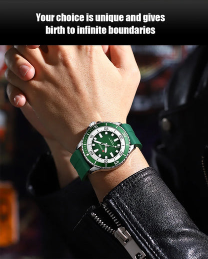 CURREN 8448 Reloj de cuarzo de moda para hombre, reloj de pulsera deportivo con correa de silicona, luminoso, resistente al agua y esfera grande para exteriores