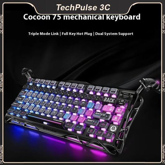 Teclado mecánico para juegos de deportes electrónicos GravaStar 75k1pro, 79 teclas, estilo cyberpunk, de aleación de aluminio, para tableta, portátil, juegos de oficina