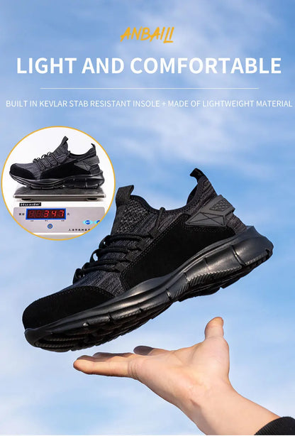 Zapatillas de trabajo para hombre, calzado de seguridad, zapatos de trabajo con puntera de acero para la construcción, botas de seguridad ligeras, zapatillas de trabajo antiperforación de Kevlar.
