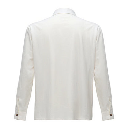 Camisas de lino y algodón para hombre, cuello clásico, estilo hawaiano, ligeras, transpirables, blancas, tallas grandes, estilo casual urbano.