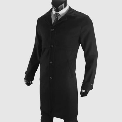 Abrigo de solapa para hombre, traje informal de oficina y urbano, mezcla de lana, para actividades al aire libre, con forro, chaqueta larga, talla europea/estadounidense, de un solo botón.