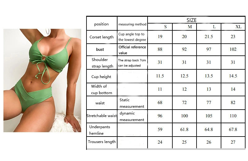 Nuevo conjunto de bikini de alta elasticidad para verano de 2025, dos piezas, color sólido, con cordones, traje de baño sexy para mujer, traje de baño de playa.