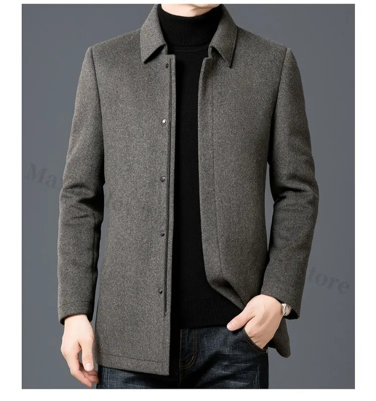 Chaqueta de lana para hombre Maxbarley, estilo moderno, con solapa, ideal para actividades al aire libre, oficina, parka gruesa y cálida, estilo casual y elegante, ligera, perfecta para el invierno.