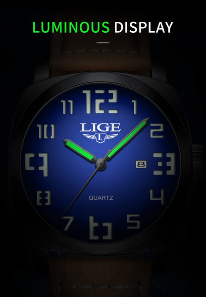 Reloj de hombre LIGE 2025, moda, negocios, casual, cuarzo, resistente al agua 30M, luminoso, fecha, lujo, relojes de pulsera, Reloj Hombre.