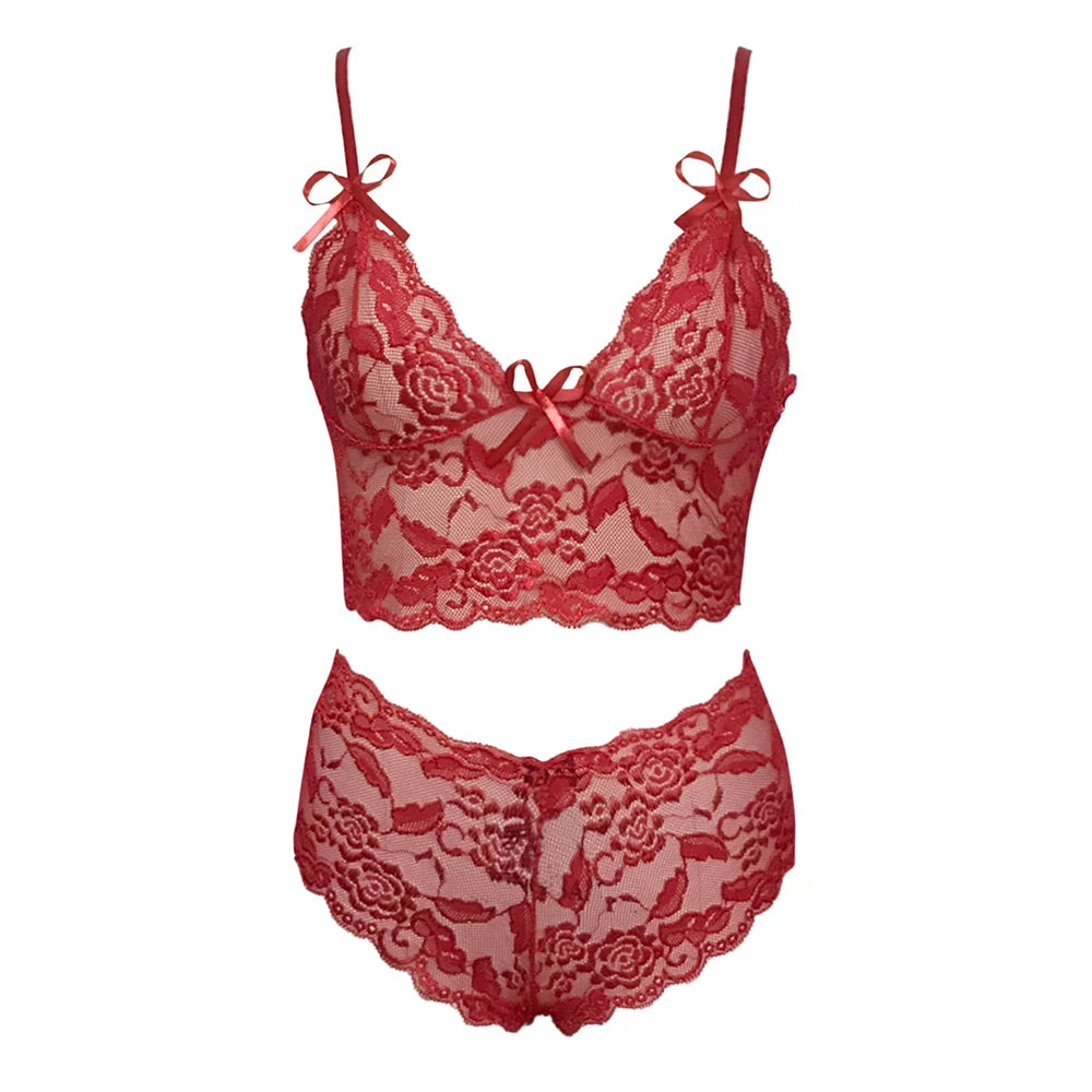 Conjunto de lencería sexy para mujer 2022, pantalones cortos de encaje negro, camiseta sin mangas de color liso, camisola, top de tubo, bragas, conjunto de lencería con estampado floral.