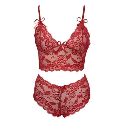 Conjunto de lencería sexy para mujer 2022, pantalones cortos de encaje negro, camiseta sin mangas de color liso, camisola, top de tubo, bragas, conjunto de lencería con estampado floral.
