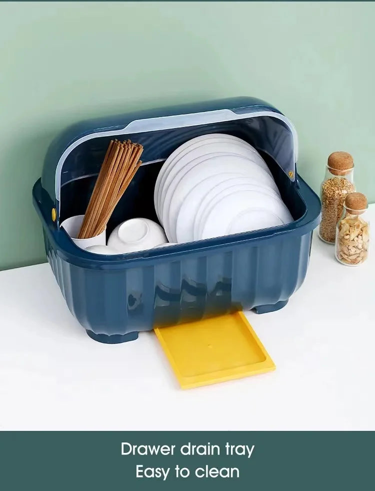 Escurridor de platos de cocina con bandeja de goteo extraíble, soporte para secar utensilios, escurridor de platos, organizador de platos para cocina