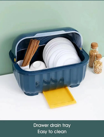 Escurridor de platos de cocina con bandeja de goteo extraíble, soporte para secar utensilios, escurridor de platos, organizador de platos para cocina