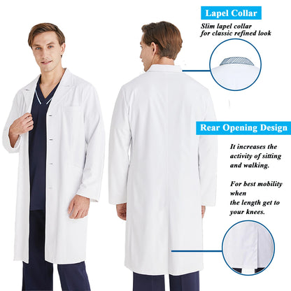 Bata médica blanca de algodón para mujer y hombre, bata de laboratorio para científicos, bata de médico, bata de laboratorio para hospital, estudiantes, escuela, cosplay, bata de comida