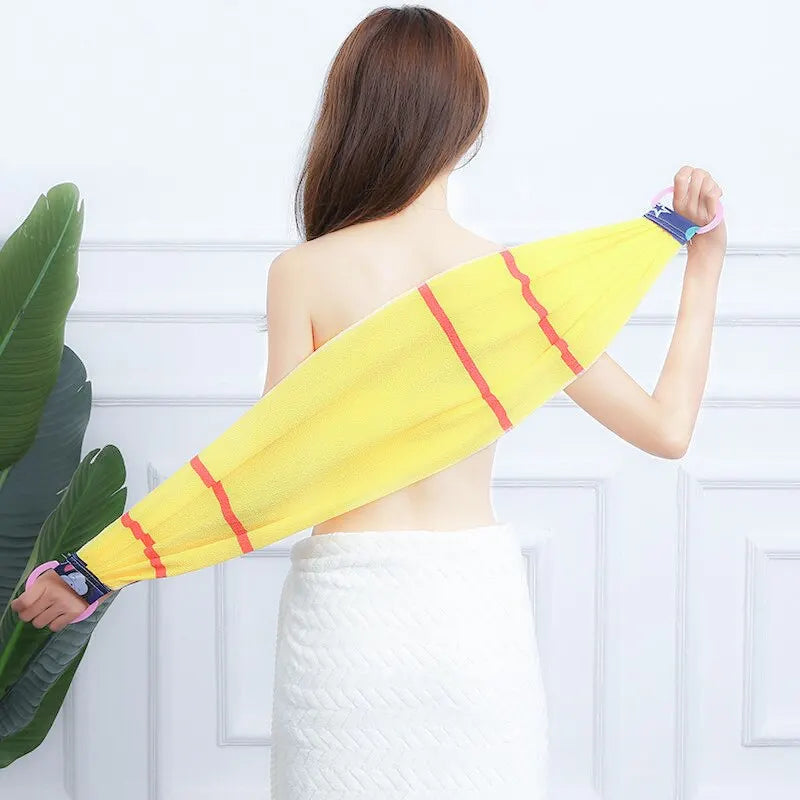 Lavadoras de baño Una toalla de baño larga con tiras hacia atrás para quitar y fregar, para frotar, lavar y frotar la suciedad