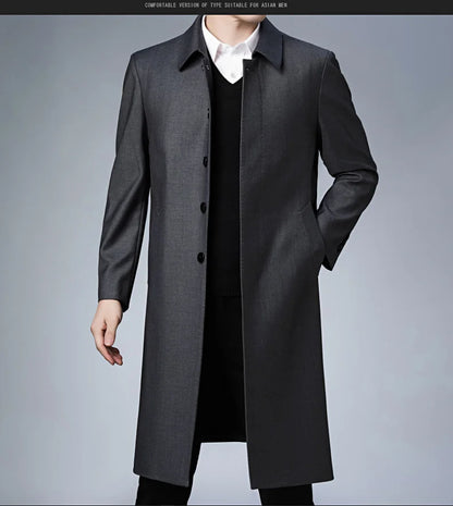 Autumn Winter Men Trench Coat Business Fashio Casual Male Jackets Slim Comfort Warm Windproof Top Trend Streetwear Outerwear New