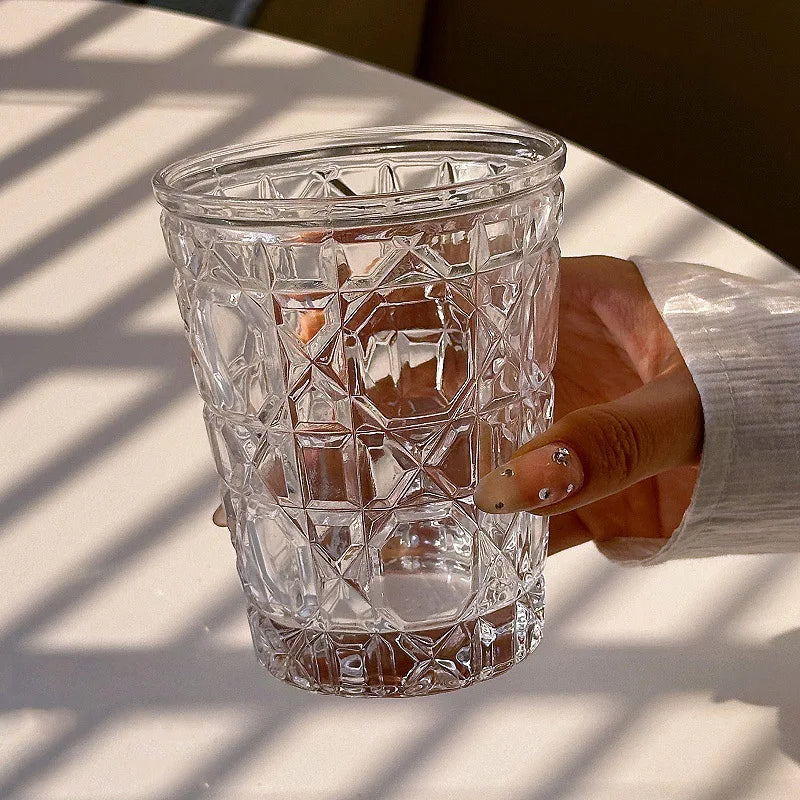Juego de 4 vasos para beber de 10,5 oz, para whisky, vino, jugos, transparentes, con pintura de diamante.