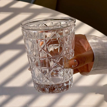 Juego de 4 vasos para beber de 10,5 oz, para whisky, vino, jugos, transparentes, con pintura de diamante.