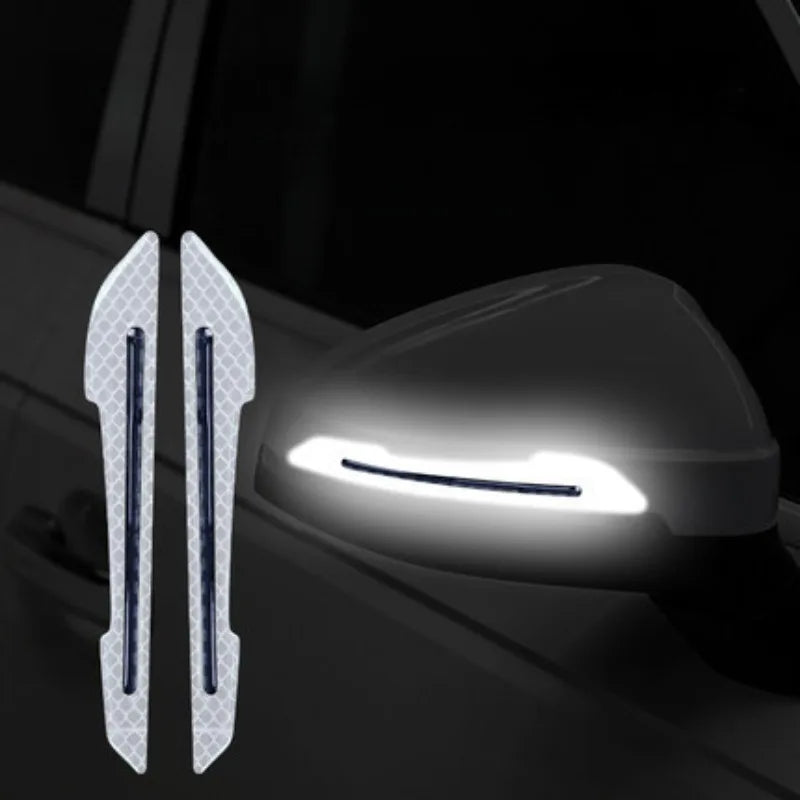 Pegatinas reflectantes para coche, cinta de advertencia anticolisión, pegatina protectora sin dejar rastro, advertencia en el espejo retrovisor exterior del coche.