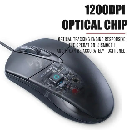 Mouse óptico USB con cable de 1,2 m para portátil, oficina en casa, ratón con rodillo antideslizante, 3D, 1200 DPI, ratón para juegos, accesorios para PC de escritorio