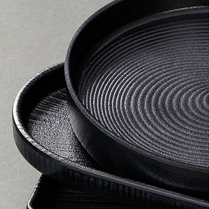 Plato de melamina negro para cena, sartenes de sushi gruesas, platos de barbacoa de porcelana de imitación, bandeja para servir comida en casa, vajilla para el hogar.
