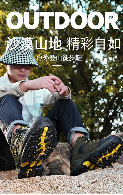 Botines clásicos de moda para hombre, resistentes al desgaste, de ante de vaca, cómodos, para caminar, tácticos